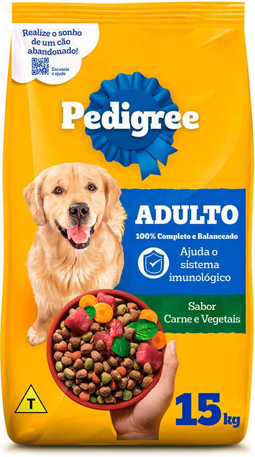 Pedigree para Cães Adultos Sabor Carne e Vegetais 15kg