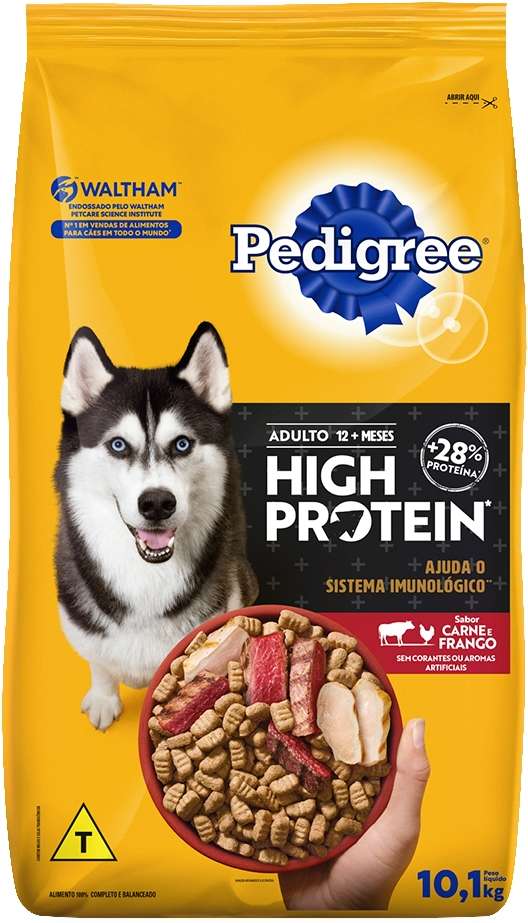Pedigree para Cães Adultos High Protein Sabor Carne e Frango 10kg