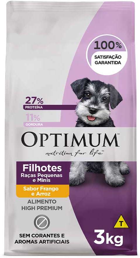 Optimum para Cães Filhotes Raças Mini e Pequenas Sabor Frango e Arroz 3kg
