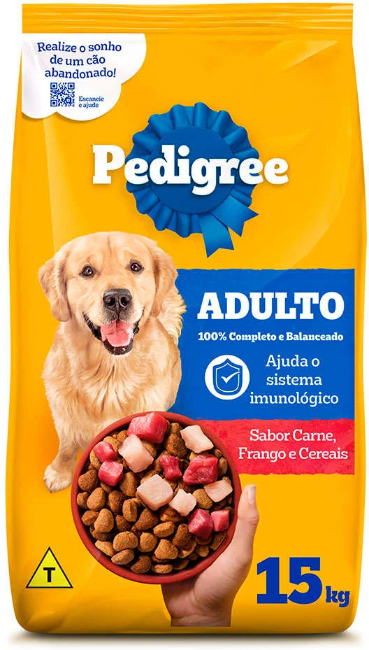 Pedigree para Cães Adultos Sabor Carne, Frango e Cereias 10,1kg
