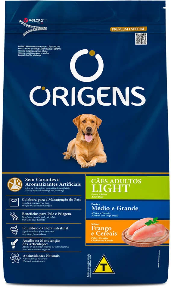 Origens para Cães Light Raças Médias e Grandes Sabor Frango 3kg