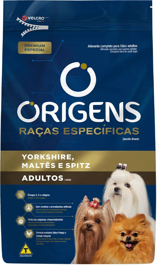 Origens Raças Específicas para Cães Adultos Yorkishire, Maltês e Spitz Alemão 3kg