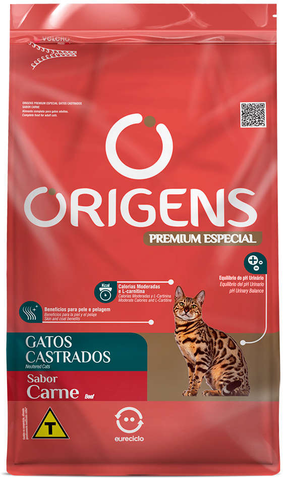 Origens para Gatos Castrado Sabor Carne 10,1kg