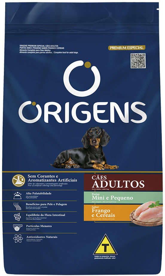 Origens para Cães Raças Mini e Pequenas Sabor Frango e Cereais 1kg